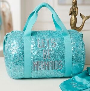 Justice Turquoise Sequin "Let's Be Mermaids" Duffle Bag